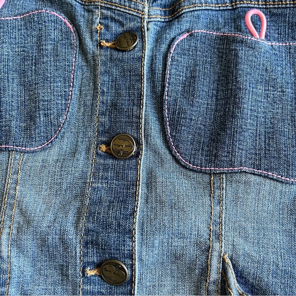Vintage Y2K Apple bottoms pink apple pocket cropped denim jean jacket small - Picture 4 of 13